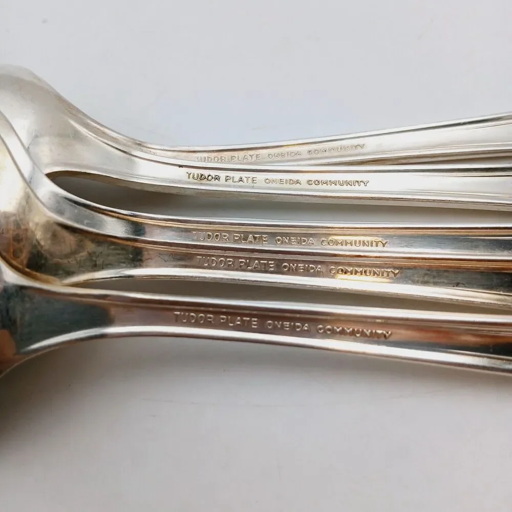 5 pc Oneida Community Queen Bess II SERVING Spoon 8.25